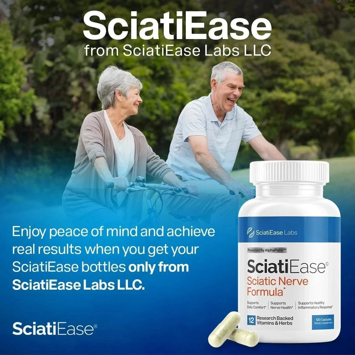 SciatiEase Sciatic Nerve Support – AlphaPalm, Pea, B Vitamins & ALA, 120 Capsule
